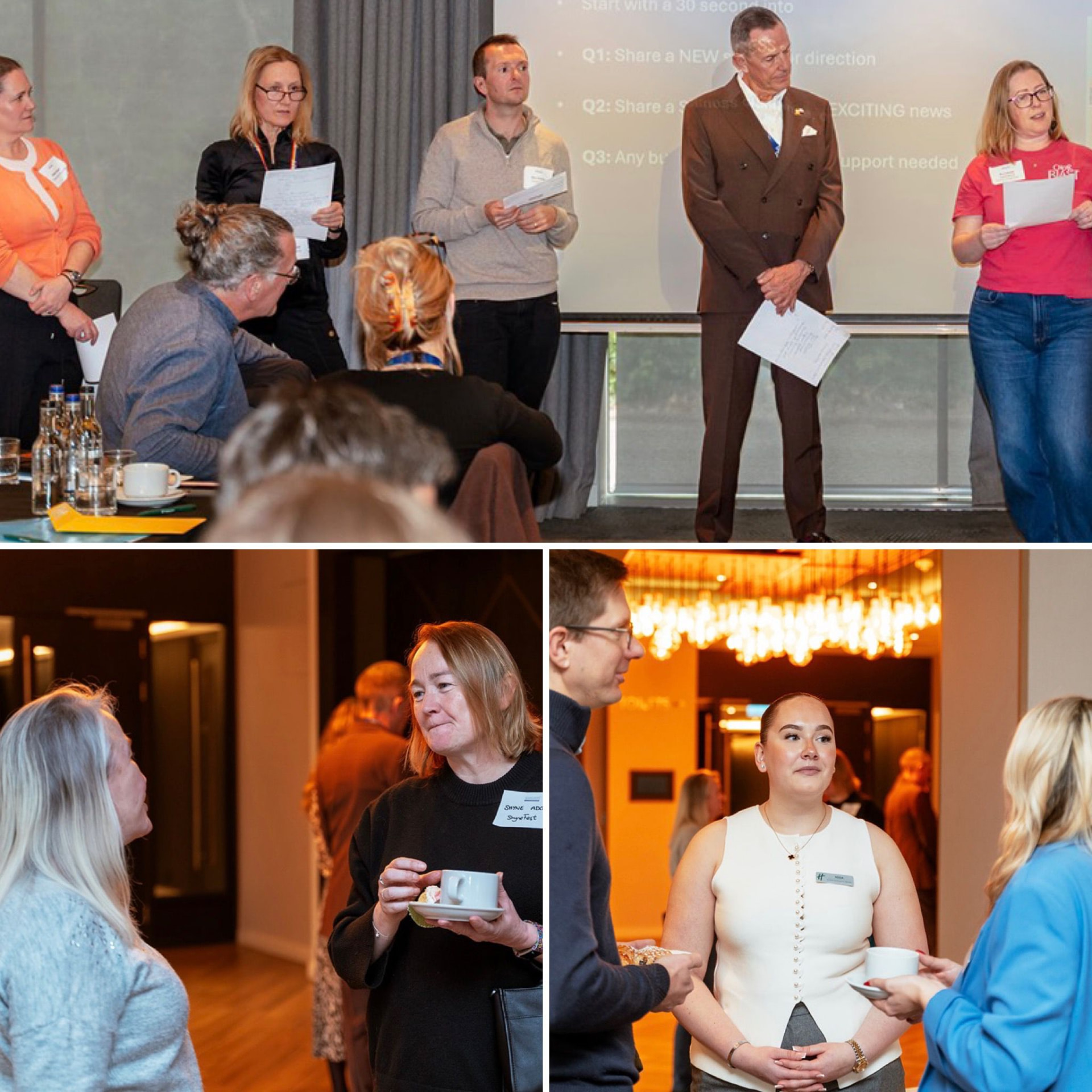 Members sharing business news at a Surrey Events 250 meeting