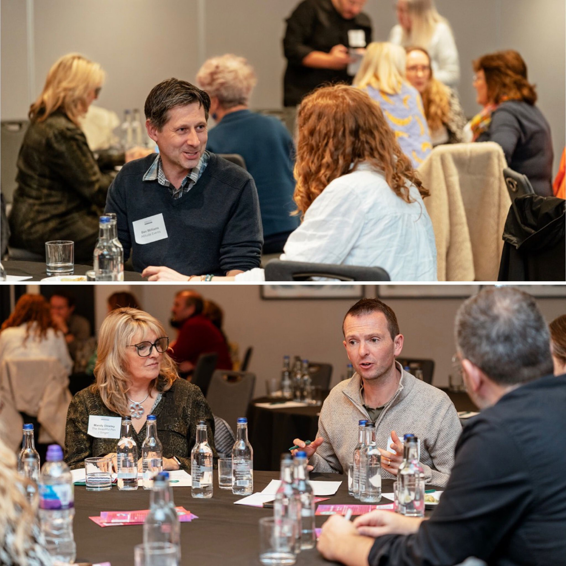 Members in conversation around tables at a Surrey Events 250 event